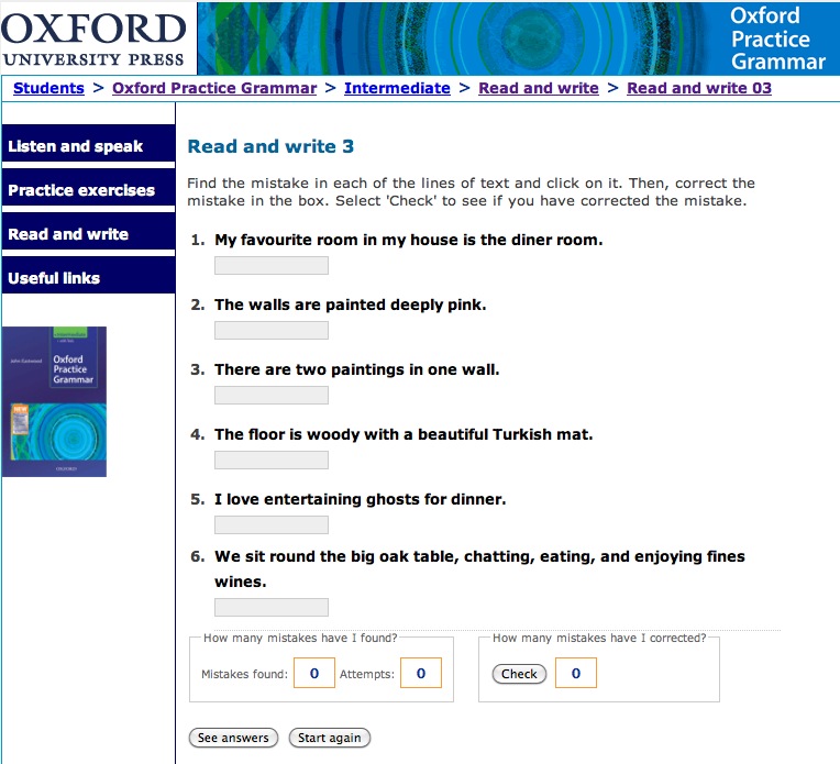 Oxford Practice Grammar Intermediate: read and write 3, house and furniture | Recurso educativo 40433