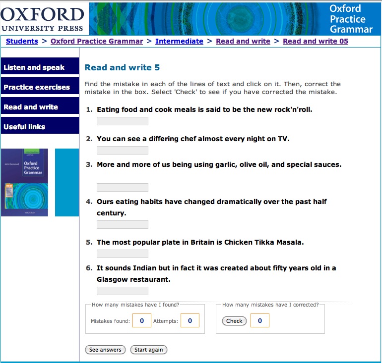 Oxford Practice Grammar Intermediate: read and write 5, food | Recurso educativo 40435