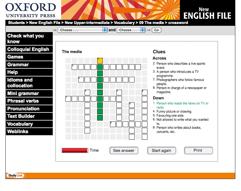 The media crossword | Recurso educativo 41647